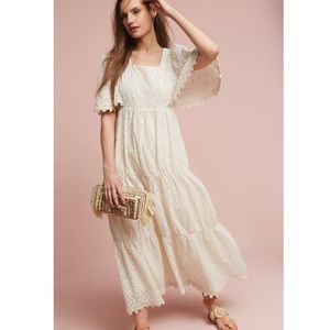 NWT Anthropologie Delois Tiered Eyelet Maxi Dress